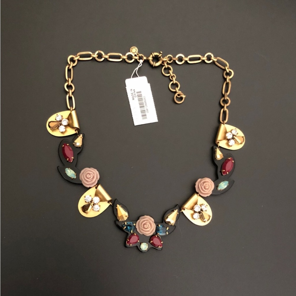 J Crew floral rose flower necklace jewelry New with tags